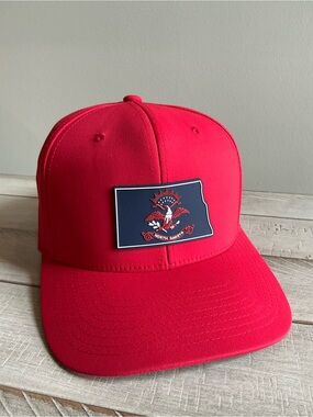 Branded Bills North Dakota Patriot Series Red Snapback Flat Performance Hat OSFM